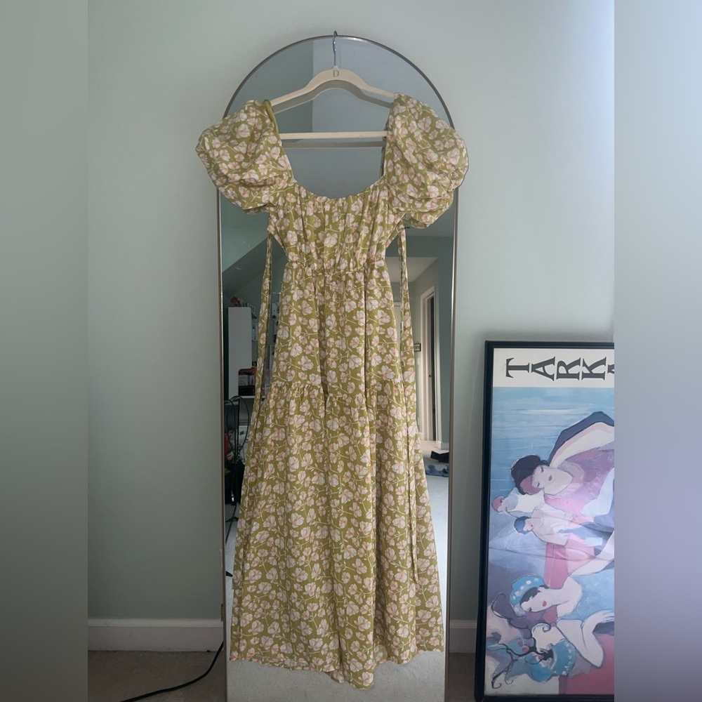 Astr Floral Maxi Dress in Green and White